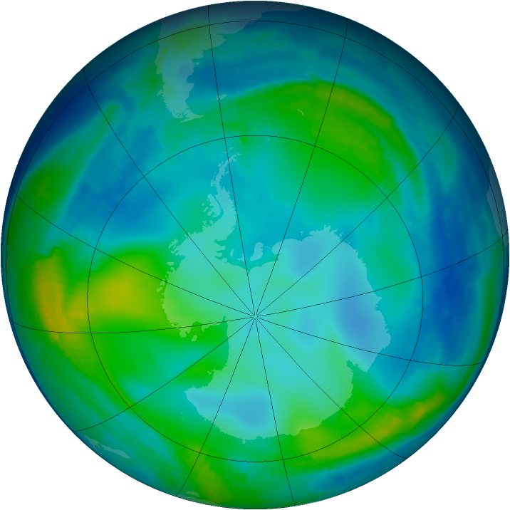 Antarctic ozone map for 13 June 1997